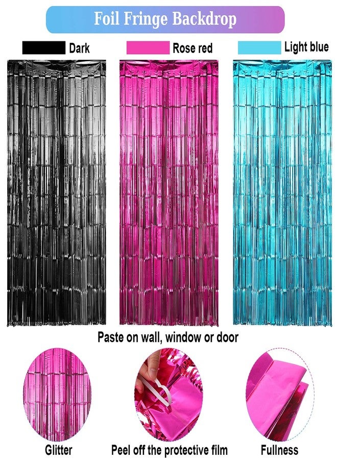 Skylety Music Birthday Party Decorations Includes Karaoke Rose Red Blue Black Tinsel Curtains Music Balloons Note Balloons for Theme Party Photo Backdrop - Image 4