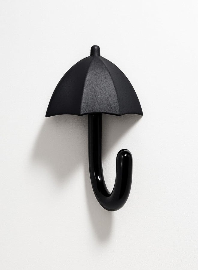 Colornest 1 Pc Metal Hooks for Wall – Heavy Duty Umbrella Design Wall Hooks for Hanging | Towel, Clothes Hanger for Bathroom, Kitchen & Entryway | Black - Image 1