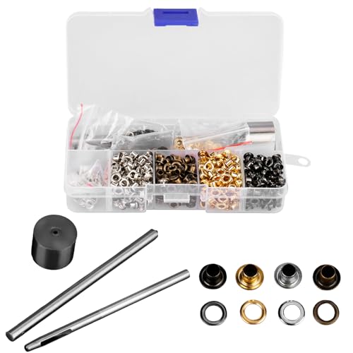 Moofey 420 PCS Eyelets and Grommets, 3mm Leather Grommet Kit, 3 PCS Handwork Tools Set, Eyelet Kit for Leather Craft Clothes Sewing Accessories - Image 1