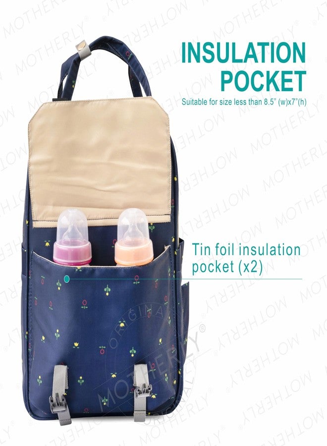 Motherly Printed Diaper Bag for Mothers for Travel, Maternity Bag for Newborn Baby, Mothers Travelling Bag, Multiple Pocket Water Resistant Baby Bag, Hospital Bag for moms (Blue Flower) - Image 4