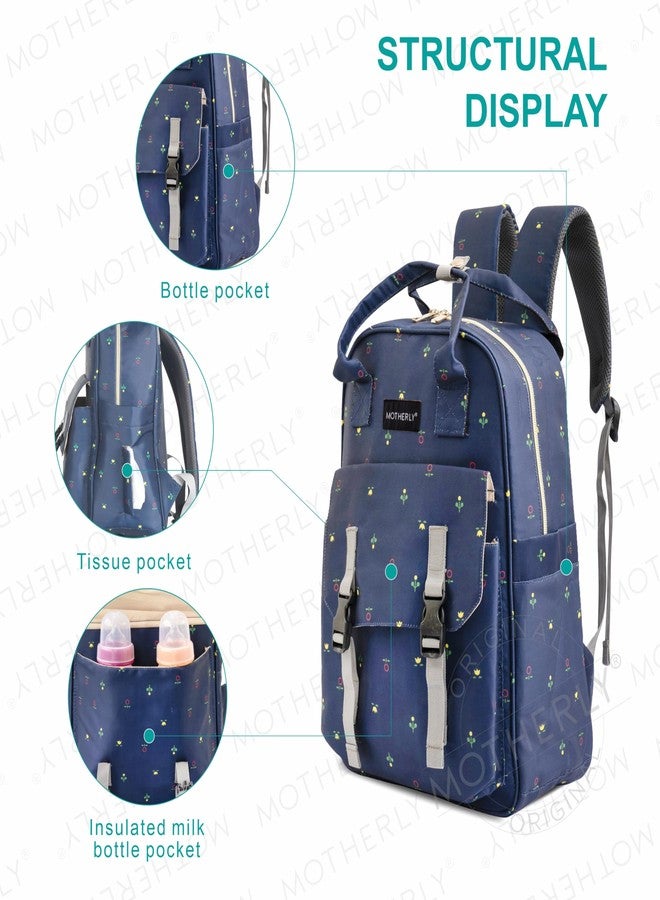 Motherly Printed Diaper Bag for Mothers for Travel, Maternity Bag for Newborn Baby, Mothers Travelling Bag, Multiple Pocket Water Resistant Baby Bag, Hospital Bag for moms (Blue Flower) - Image 3