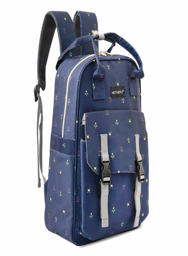 Motherly Printed Diaper Bag for Mothers for Travel, Maternity Bag for Newborn Baby, Mothers Travelling Bag, Multiple Pocket Water Resistant Baby Bag, Hospital Bag for moms (Blue Flower) - Image 1