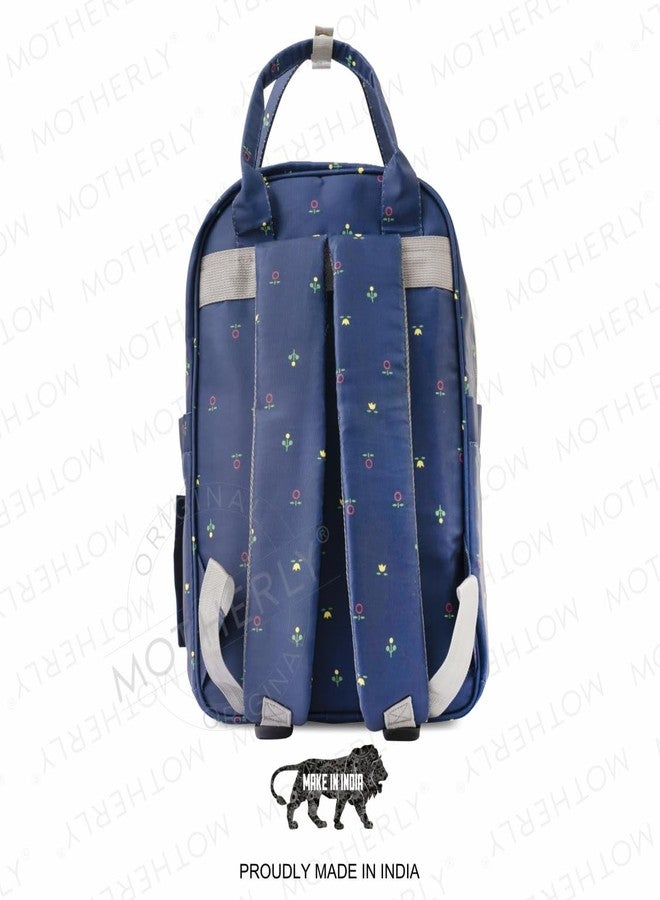 Motherly Printed Diaper Bag for Mothers for Travel, Maternity Bag for Newborn Baby, Mothers Travelling Bag, Multiple Pocket Water Resistant Baby Bag, Hospital Bag for moms (Blue Flower) - Image 2