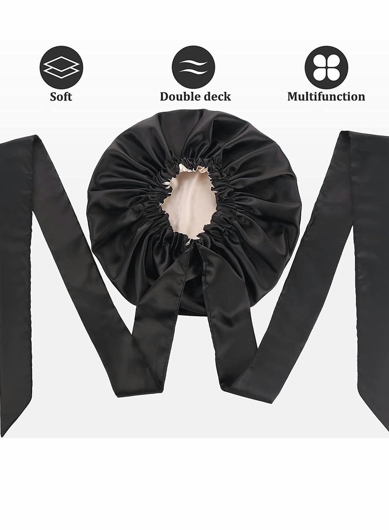 NIBEMINENT Satin Bonnet for Black Women, Jumbo Silk Curly Hair, Hair Wrap Sleeping, with Stretchy Tie Band, Wraps Sleeping - Image 2