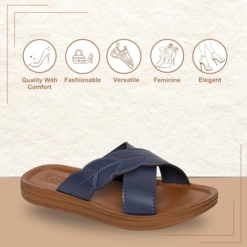 Bella Women Fashion Flat Slip On Navy Sandal | Durable | Stylish | Comfortable | Slip Resistant | Lightweight and Breathable UK5 - Image 3