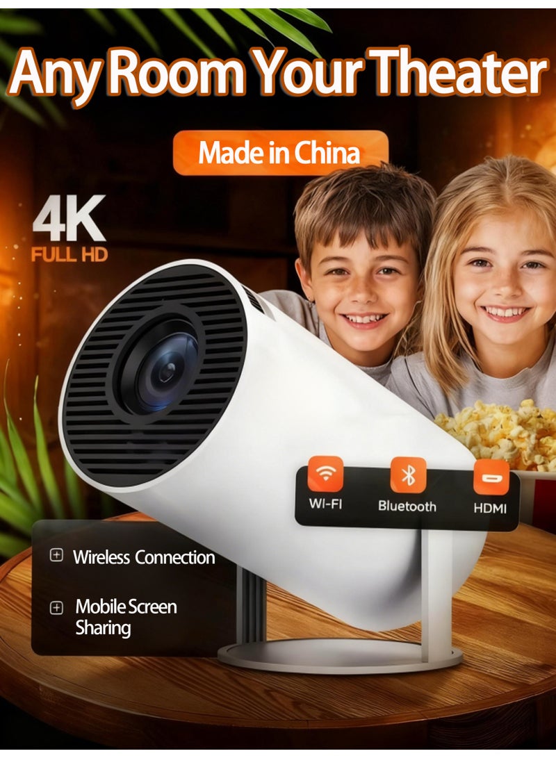 4K Projector, 1080P HD Lightweight Design, Compatible with Android & iPhone for Wireless or Wired Connection, Portable Home Theater and Enjoyment with Family Like Movie and Games Ideal for Office meetings and learning process. - Image 1
