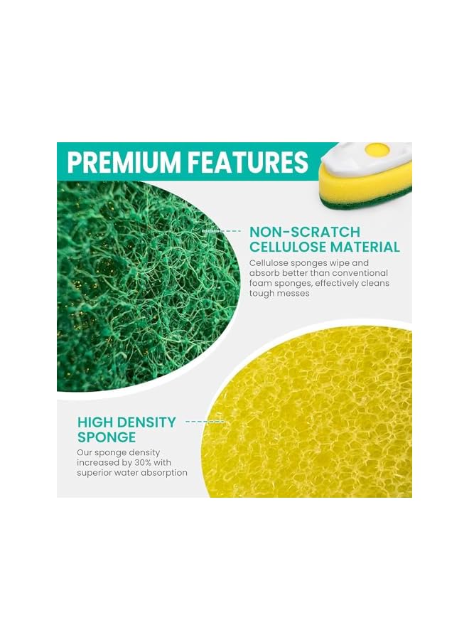 promass Soap Control Handle Dishwand Refills,6 Sponges Heads Dish Wand Refill Replacement,Heavy Duty Non-Scratch Scrubber Dispensing Scrub Brush,Dishwashing Dispenser Sink Dishwasher Pads Cleaning Tool - Image 5