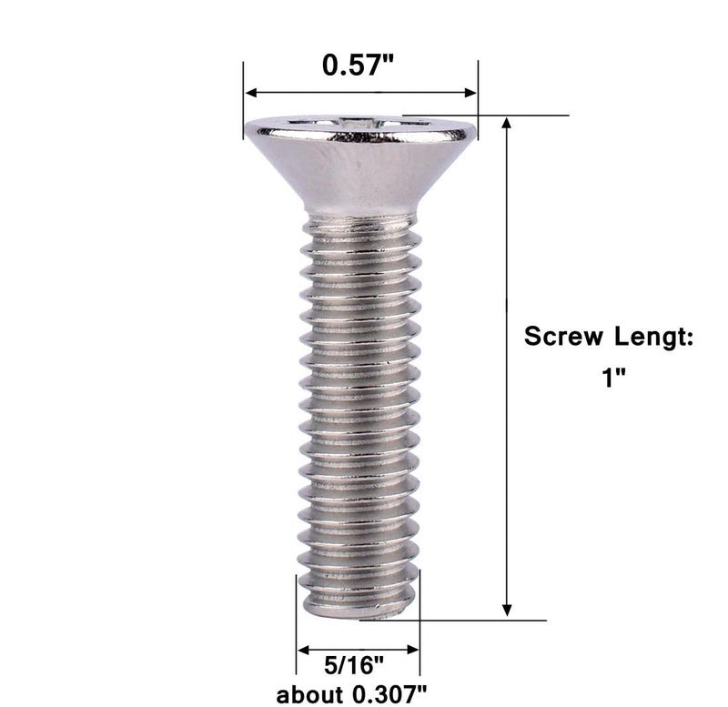 VAMUOEFL 5/16-18 x 1" Phillips Flat Head Machine Screws, Stainless Steel 304 (18-8), UNC Coarse Thread, Countersunk Head Machine Screws, 10Pcs - Image 2