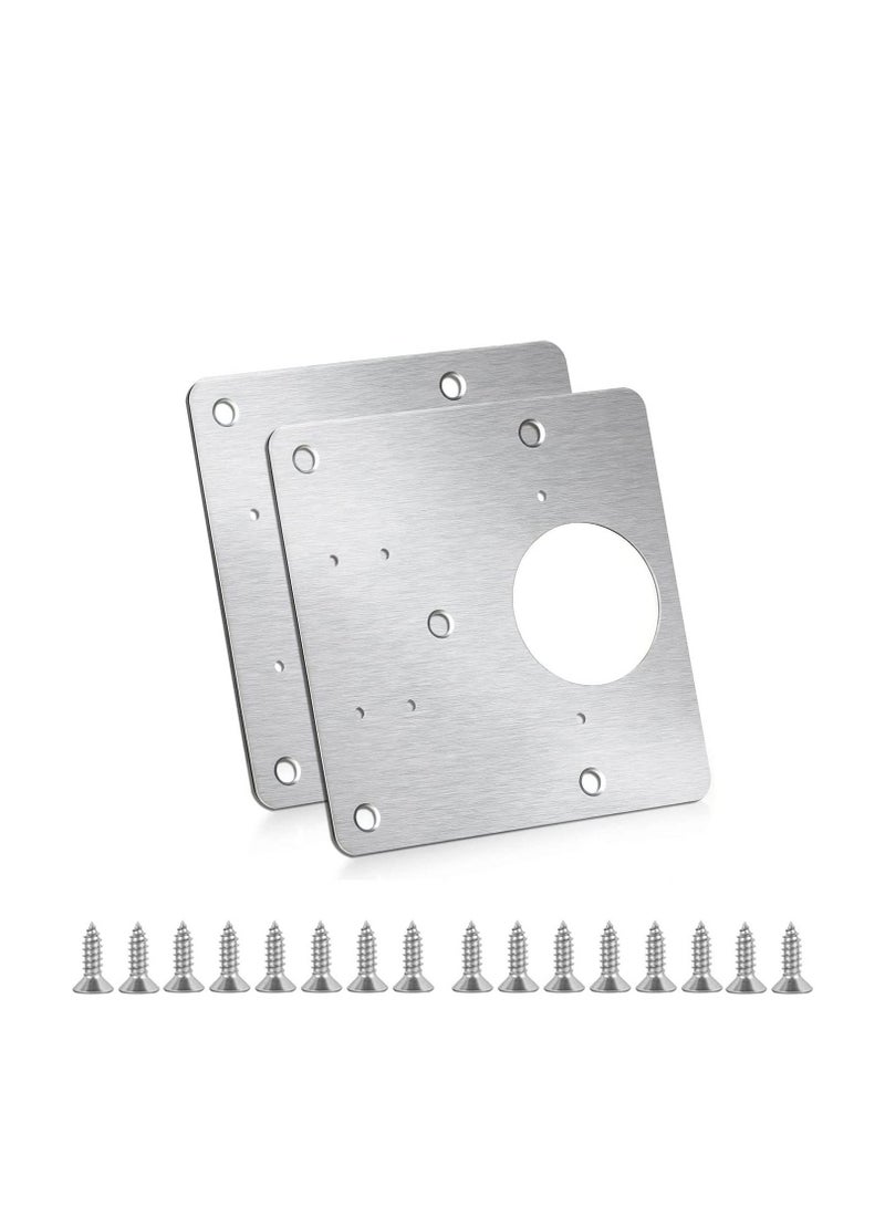 SYOSI Cabinet Hinges Repair Plate, 2 Pcs Stainless Steel Hinge Repair Brackets Kit, Kitchen Cupboard Door Hinge Repair Plate Kit Includes Fixing Screws, Protect Wooden Kitchen Cabinet Door  - Image 1