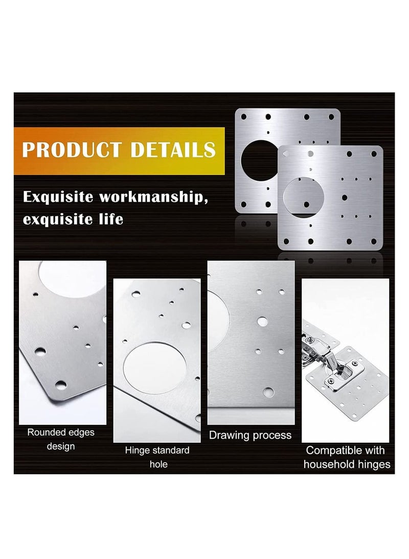 SYOSI Cabinet Hinges Repair Plate, 2 Pcs Stainless Steel Hinge Repair Brackets Kit, Kitchen Cupboard Door Hinge Repair Plate Kit Includes Fixing Screws, Protect Wooden Kitchen Cabinet Door  - Image 3