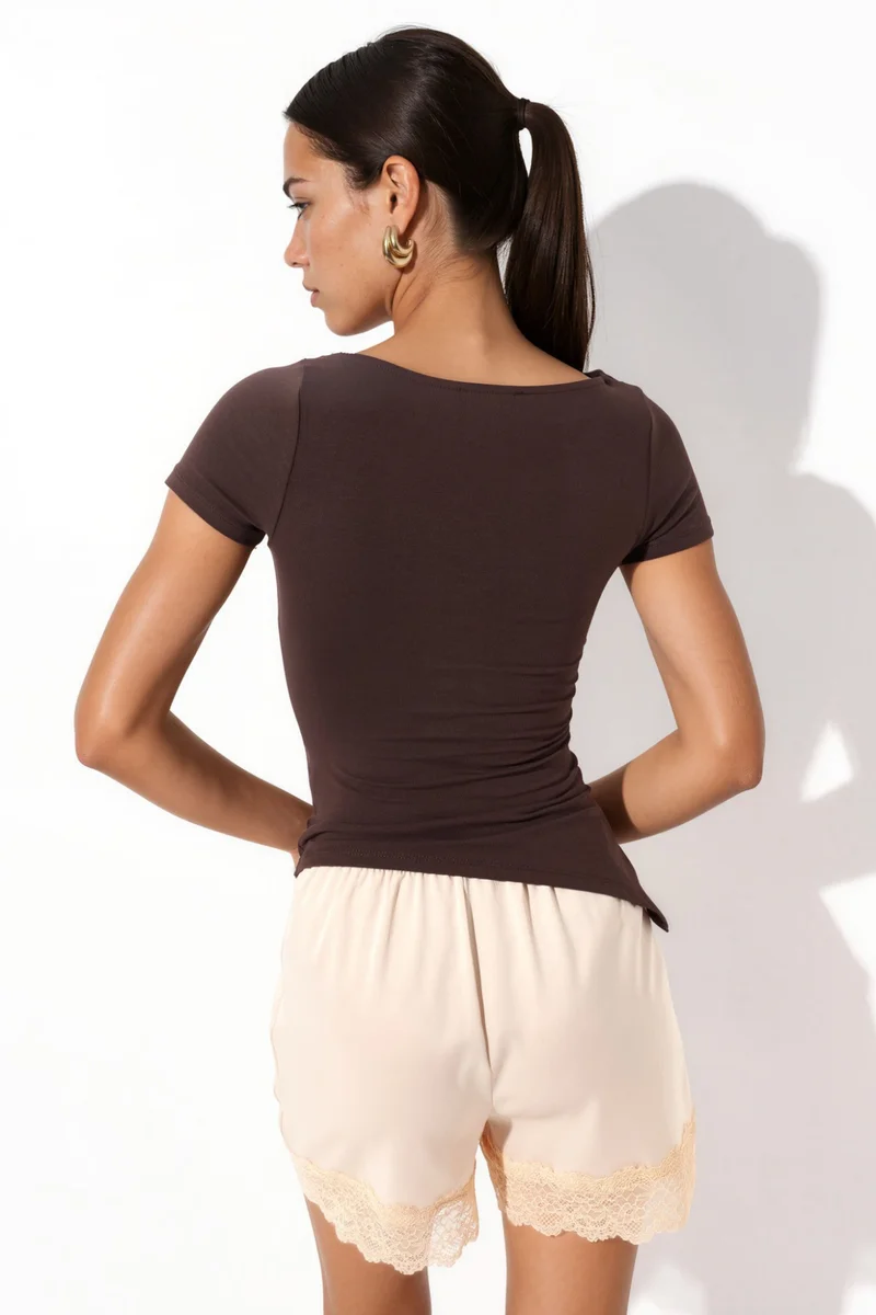 Busem BUSEM Slim Fit Slit Detailed Draped Blouse