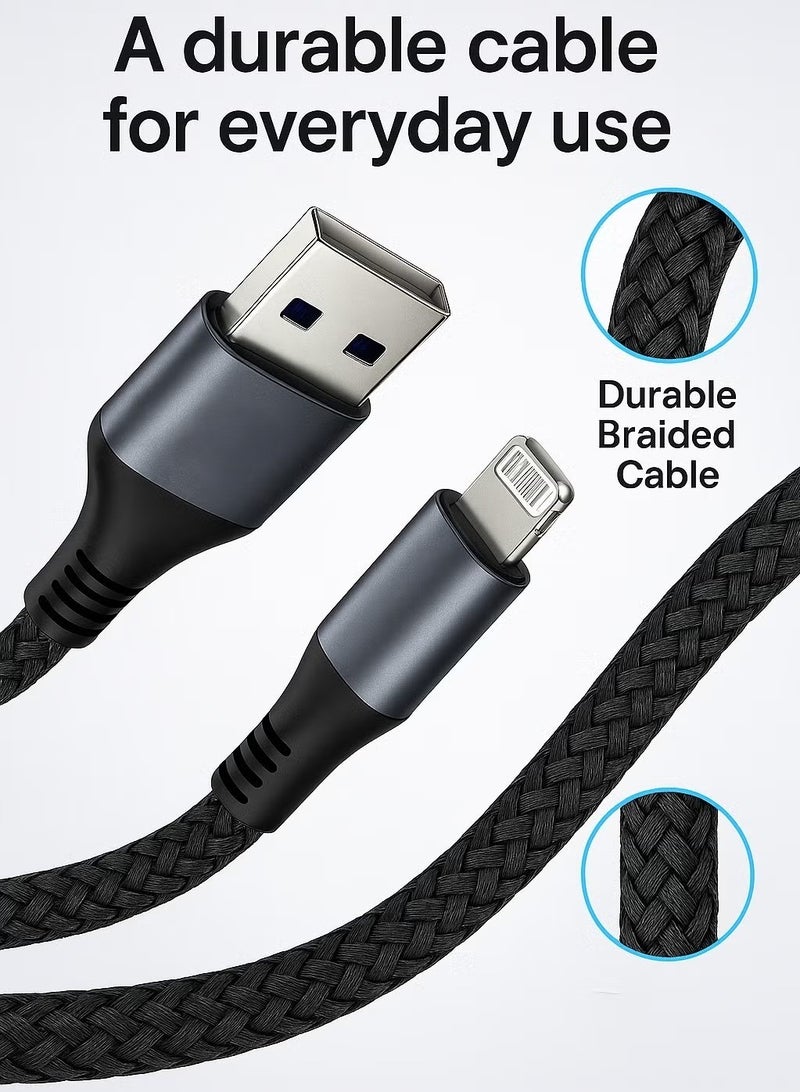 iPhone Charger Lightning Cable, Nylon Braided 2M , Fast Charging Cable High Speed Data Sync Transfer Cord Compatible with iPhone 14/13/12/11 Pro Max/XS MAX/XR/XS/X/8/7 and More - Image 5