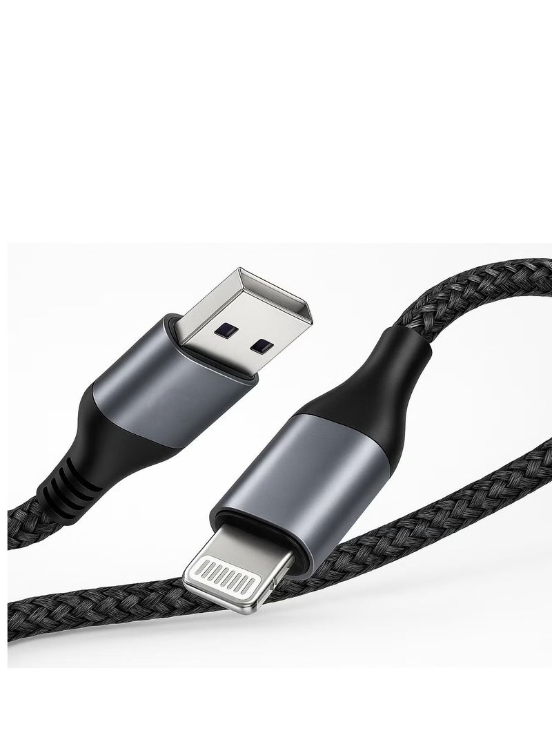 iPhone Charger Lightning Cable, Nylon Braided 2M , Fast Charging Cable High Speed Data Sync Transfer Cord Compatible with iPhone 14/13/12/11 Pro Max/XS MAX/XR/XS/X/8/7 and More - Image 1