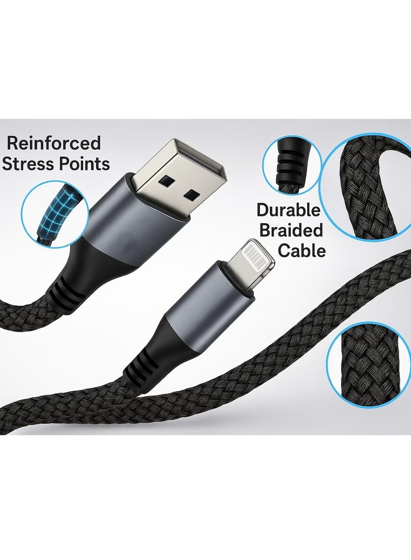 iPhone Charger Lightning Cable, Nylon Braided 2M , Fast Charging Cable High Speed Data Sync Transfer Cord Compatible with iPhone 14/13/12/11 Pro Max/XS MAX/XR/XS/X/8/7 and More - Image 4