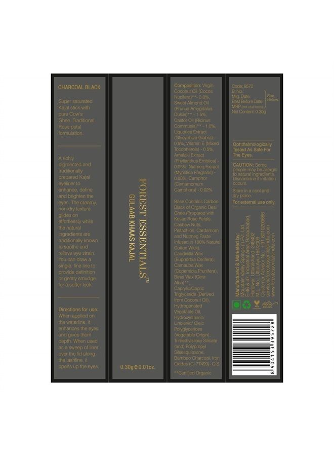 Forest Essentials Charcoal Black Gulaab Khaas Kajal 0.3g - Image 3