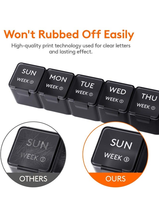 YelaJoy Large Monthly Pill Organizer, 4 Weeks Pill Box,28 Day Pill Cases Organizerd by Week,Big Compartment Pill Container with Dust-Proof,for Pills ,Vitamin, Fish (Black)  - Image 4