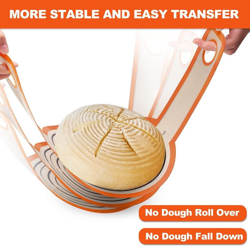 Angadona Silicone Bread Sling Oval and Round NonStick Easy Clean Reusable Oval Silicone Baking Mat for dutch oven With Long Handles Sourdough Bread Baking mat tools supplier Liner Orange  - Image 2