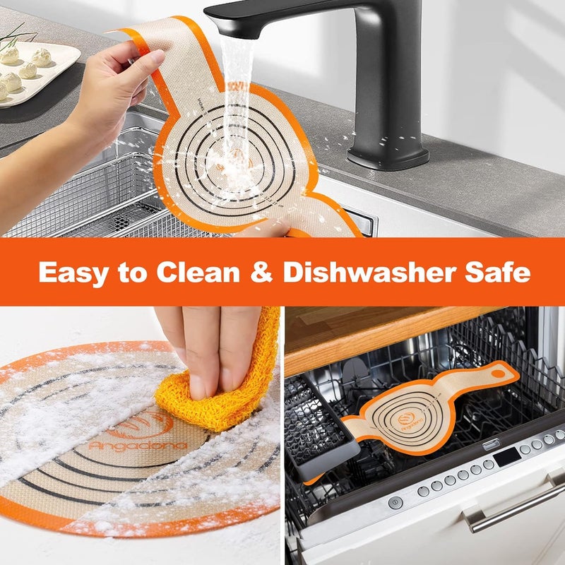 Angadona Silicone Bread Sling Oval and Round NonStick Easy Clean Reusable Oval Silicone Baking Mat for dutch oven With Long Handles Sourdough Bread Baking mat tools supplier Liner Orange  - Image 4