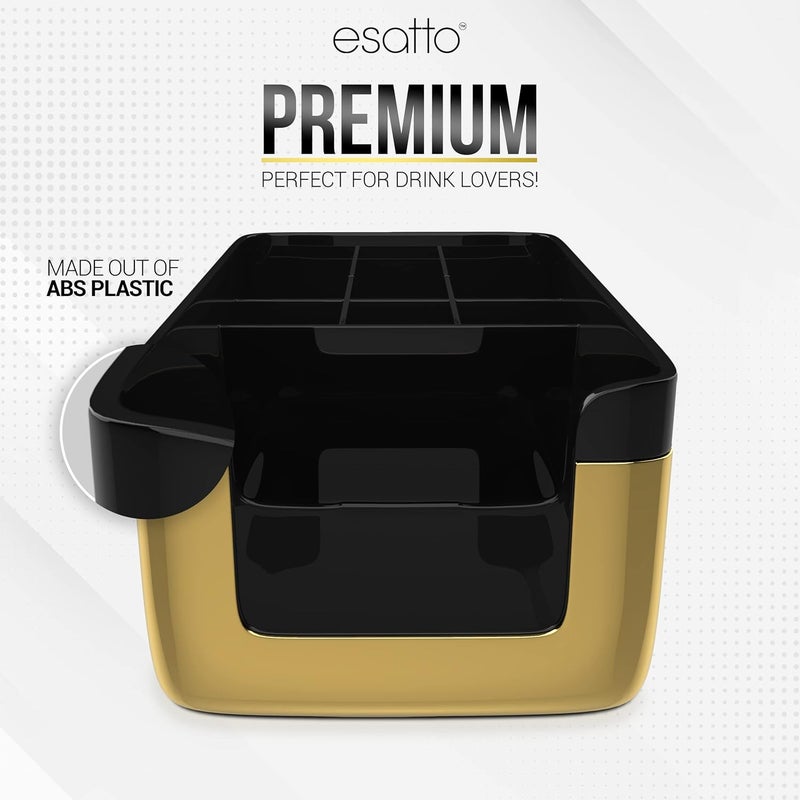 Esatto Professional Bar Products Premium Bar Caddy (Gold), Used to Easily Organize Bar Items and Workspace, With Additional 12 Pourers For Precision Pouring and 12 Pourer Covers - Image 5