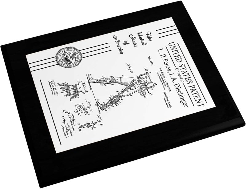 PlaqueMaker Personalized Patent Plaque, Appreciation Gift for Inventors, Patent Holders, Work Team, or Boss (10.5" x 13", White Metal, Black Board) - Image 1