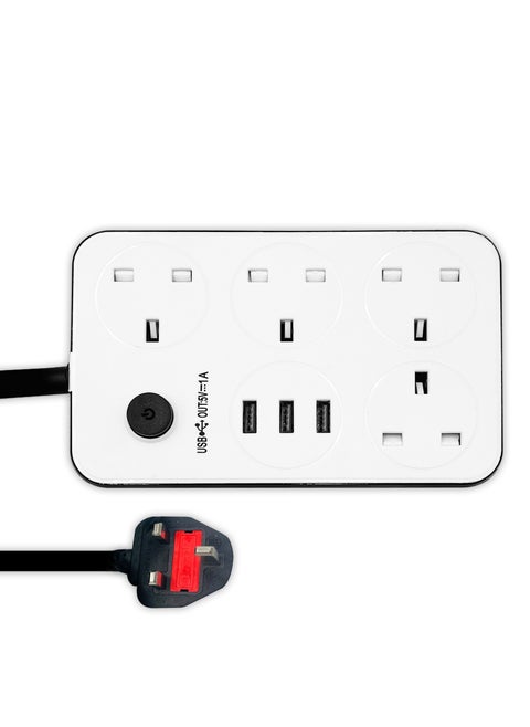 5 Meters Extension Lead with 4 Socket 3 USB