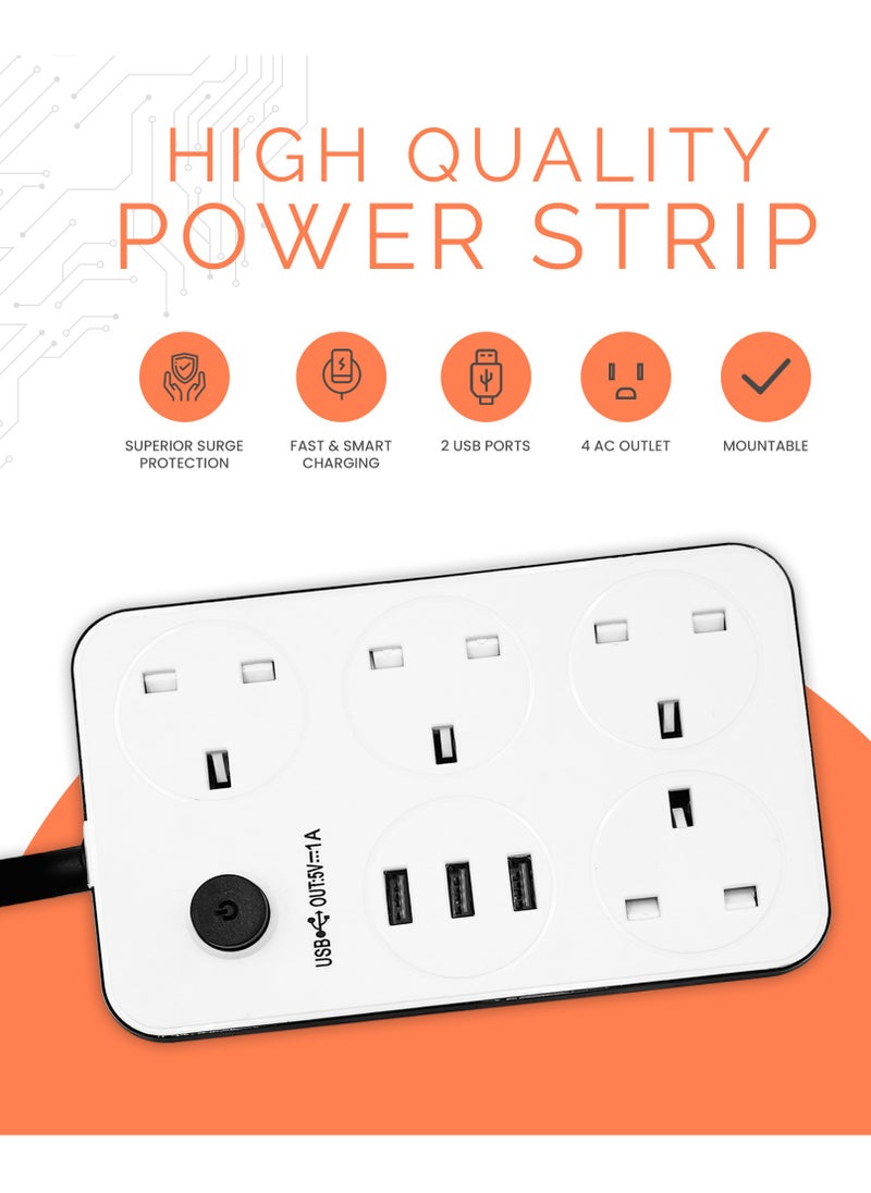 FORCE - 5 Meters Extension Lead with 4 Socket 3 USB - Image 1