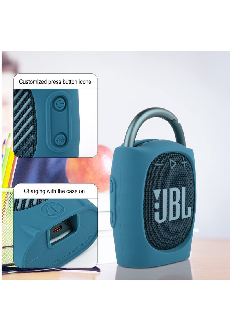Silicone Protective Carrying Case Compatible with JBL Clip 4 - Portable Mini Bluetooth Speaker Carrying Stand Up Cover Pouch for JBL Clip 4 (Blue)  - Image 3