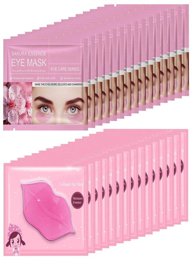 Felico 30 Pairs Lip Mask Under Eye Masks Patches, Crystal Collagen Hydrating Moisturizing Smoothing Lips Gel Pads for Puffy Eyes Bags,Dark Circles,Puffiness,Fine Lines,Wrinkles,Anti-Aging Sakura - Image 1