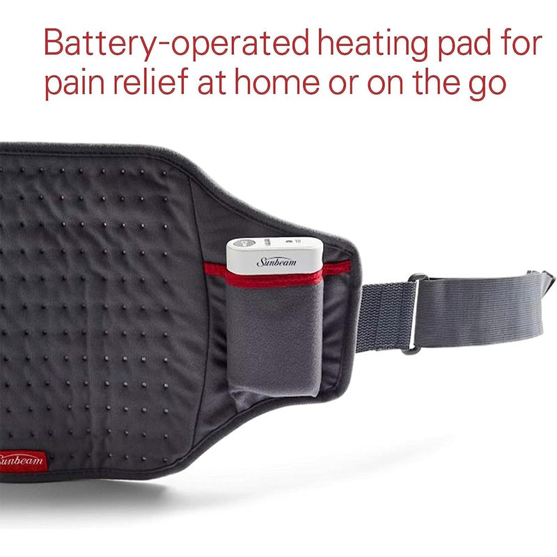 Sunbeam Cordless Heating Pad, Rechargeable, Portable, 9.5 x 12, Pain Relief for Back, Shoulder, and Cramps, Slate Grey - Image 4