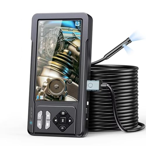 ETZIN Dual Lens Industrial Endoscope, 1080P Digital Borescope Inspection Camera with 7.9mm IP67 Waterproof, Sewer Camera with 4.3" LCD Screen, 7 LED Lights,16.5FT Semi-Rigid Cable, EPL-1341IM - Image 1