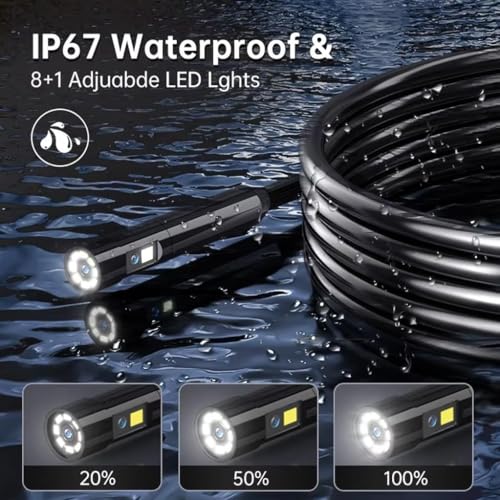 ETZIN Dual Lens Industrial Endoscope, 1080P Digital Borescope Inspection Camera with 7.9mm IP67 Waterproof, Sewer Camera with 4.3" LCD Screen, 7 LED Lights,16.5FT Semi-Rigid Cable, EPL-1341IM - Image 4