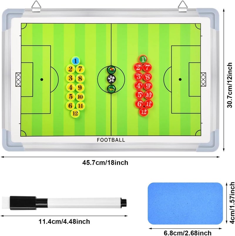 Double-sided magnetic football training board (45 x 30 cm) - Professional tactics board with a full set of magnetic pieces, erasing pen, and eraser - Ideal for coaches and players - Image 2