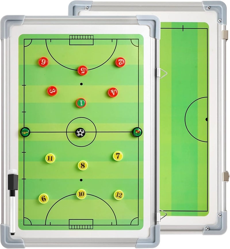 Double-sided magnetic football training board (45 x 30 cm) - Professional tactics board with a full set of magnetic pieces, erasing pen, and eraser - Ideal for coaches and players - Image 3