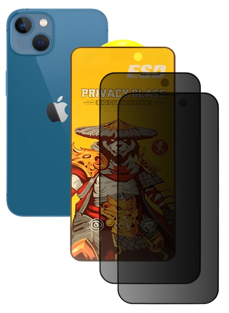 ESD 2 Pieces Tempered Dustproof Privacy Glass Screen Protector Compatible For iPhone 13 - Image 1