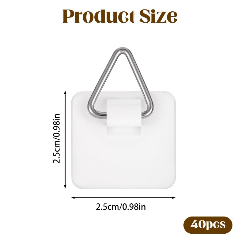 Alrhso 40Pcs Adhesive Picture Hangers for The Wall Plate Hangers Stick On Hooks Sticky Picture Frame Hooks for Pictures Frames Heavy Duty Pictures Hanging Hoops Without Nails - Image 2