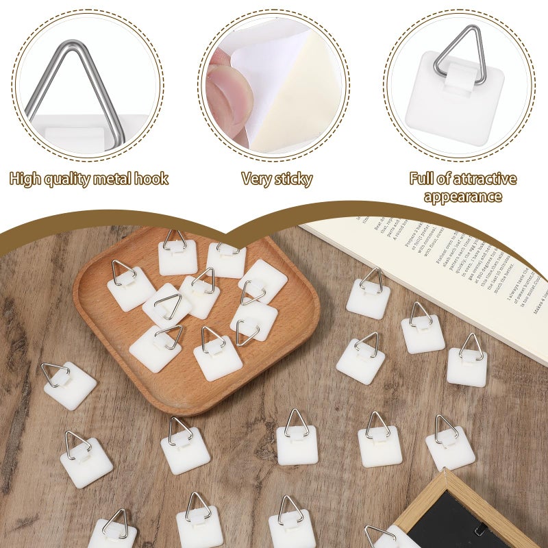 Alrhso 40Pcs Adhesive Picture Hangers for The Wall Plate Hangers Stick On Hooks Sticky Picture Frame Hooks for Pictures Frames Heavy Duty Pictures Hanging Hoops Without Nails - Image 4