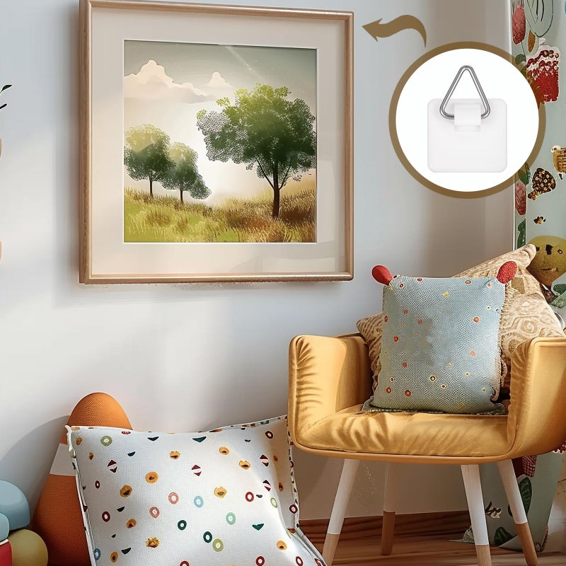 Alrhso 40Pcs Adhesive Picture Hangers for The Wall Plate Hangers Stick On Hooks Sticky Picture Frame Hooks for Pictures Frames Heavy Duty Pictures Hanging Hoops Without Nails - Image 5