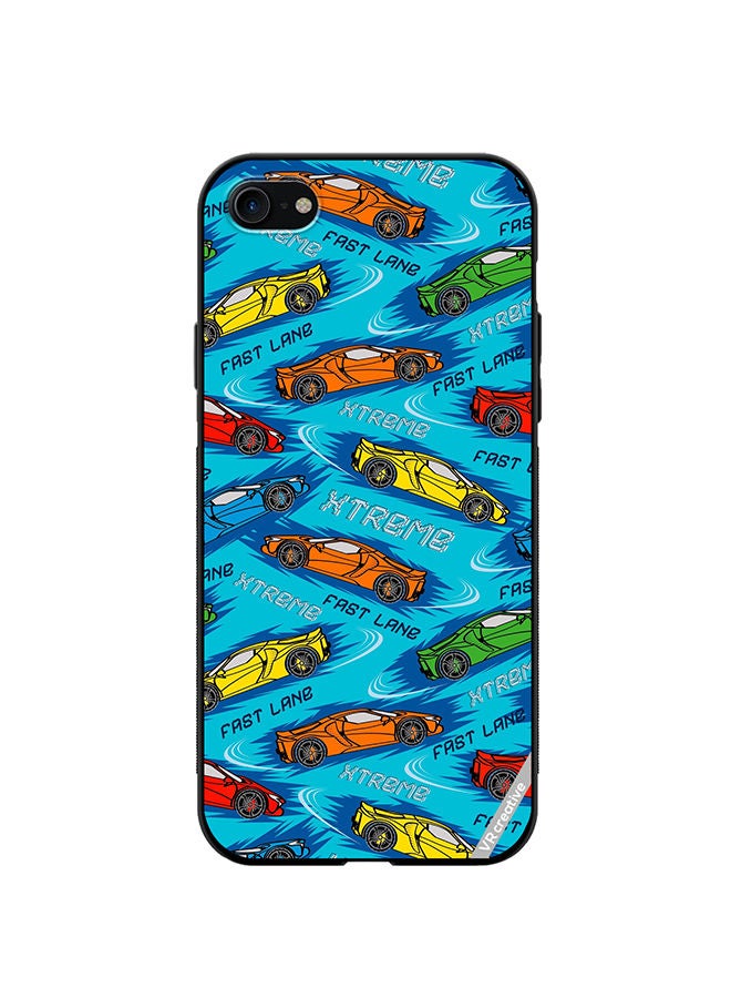 VR CREATIVE Protective Case Cover For Apple iPhone SE (2022) Abstract Seamless Pattern With Sport Cars Design Multicolour - Image 1