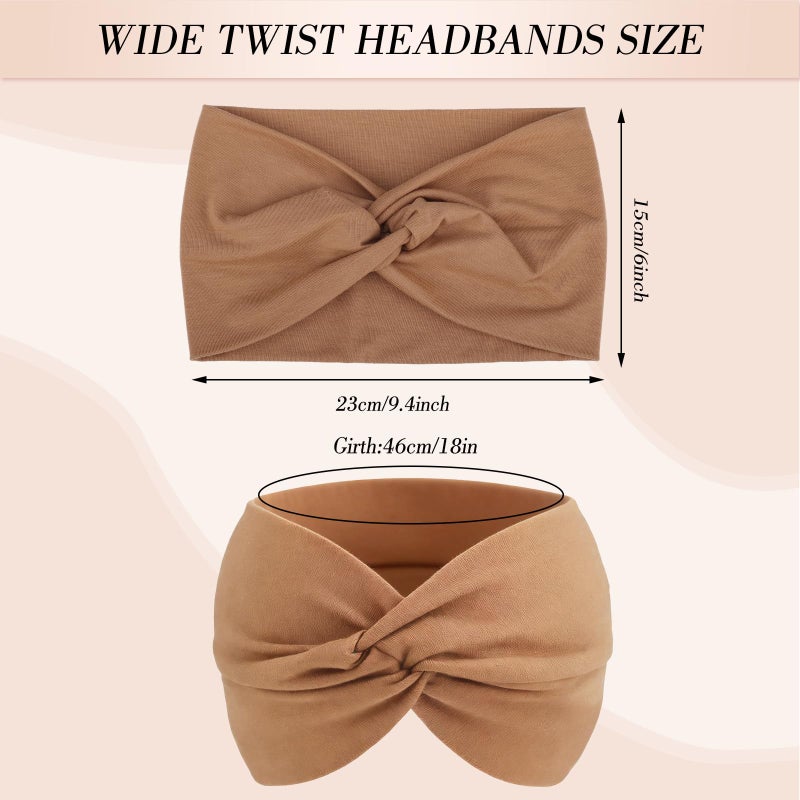 obeoby 6 Pack Wide Turban Headbands for Workout Yoga, 6inch Non Slip Boho Knotted Hair Bands for Lady Large African Wide Hair Wrap - Image 2