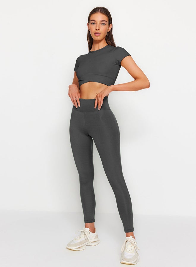 trendyol Dark Anthracite Full Length Knitted Sports Leggings with Push-Up TWOAW21TA0030  - Image 3
