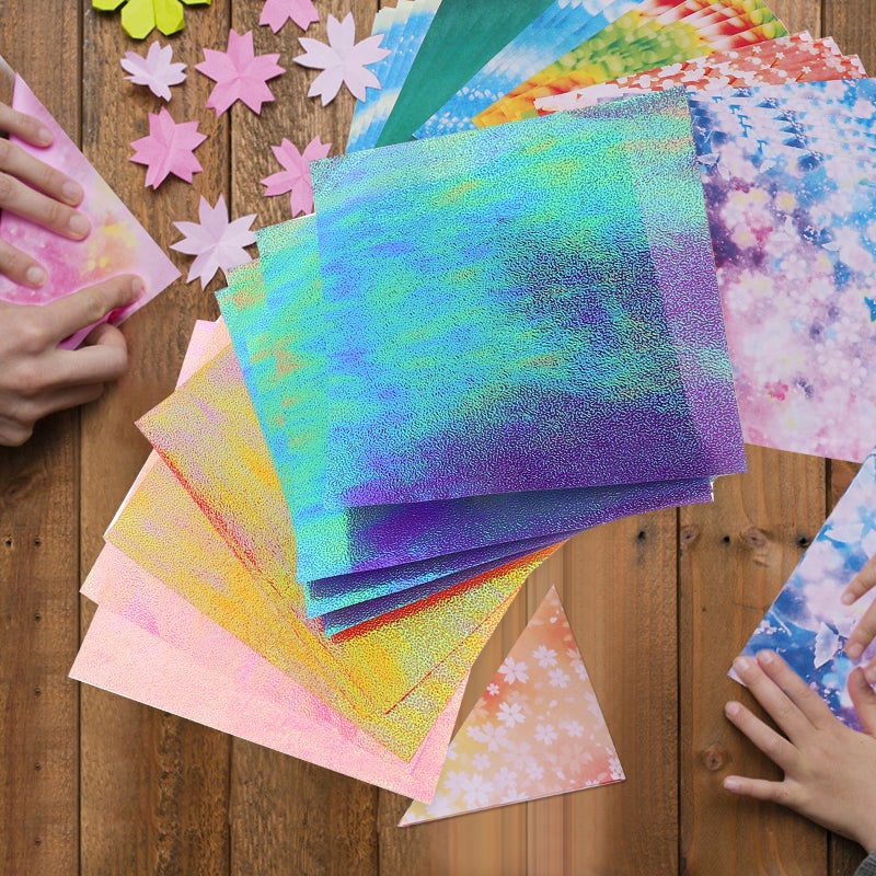 12 Sheets Glitter Origami Paper Sheets Vivid Colors for Arts and Crafts Projects - Image 3
