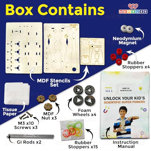 Wembley DIY Magnet Car| STEM Kit for Kids 7-10 Years| Learn Force & Motion, Magnetic Poles, Magnetic Force & Non-Contact Force| Educational Science Experiment Learning Toy - Image 3