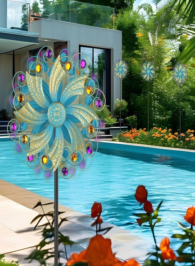 Jusimux Metal Wind Spinners Outdoor, Kinetic Wind Sculpture Garden Pinwheels with Stable Metal Stake, Yard Art Decor for Patio Lawn Garden, Creative Gifts for Women (Golden) - Image 2