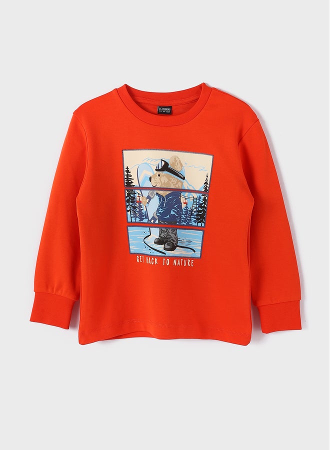 LC WAIKIKI Crew Neck Printed Long Sleeve Boy T-shirt - Image 1