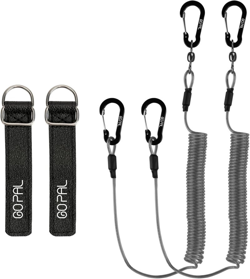 GOPAL PS1 Heavy Duty Kayak Paddle Leash, Retractable Fishing Rod Tether with 5.9" Belt, Paddle Board Accessories, Pole Straps, Fishing Lanyard Stretches to 79", 2 Pack - Image 1
