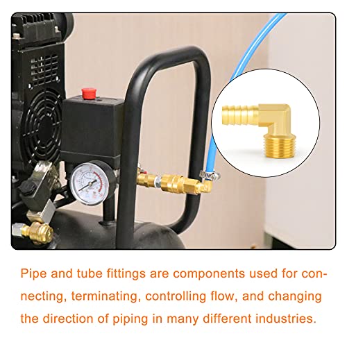 GASHER GASER 5-Piece Brass Hose Barb Reducer - 90 Degree Elbow, 3/8 Inch NPT to 3/8 Inch Barb Splicer Fitting for Fuel/AIR/Water/Oil/Gas/WOG - Image 5