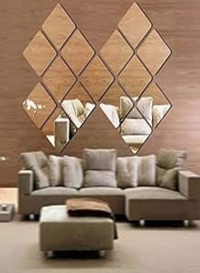 OR Wall Decor Sticker, 9PCS 15cm Adhesive Rounded Corner wall Stickers for Home Decorations (Silver, 15X15cm)