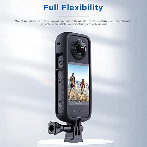 ADOFYS Action Camera Accessories Kit for Insta360 ONE X3 - Protective Camera Housing Frame with 1/4" Thread Adapter, Silicone Protective Case, Lens Cap, 2 pcs Screen Tempered Film Protector - Image 5
