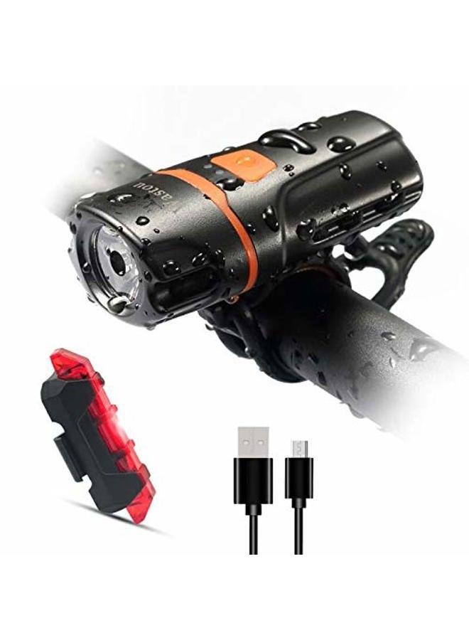 Wastou Bike Lights, Super Bright Bike Front Light 1200Lumen, IPX6 Waterproof 6 Modes Cycling Light Flashlight Torch with USB Rechargeable Tail Light(USB Cable Included) (Black) - Image 1