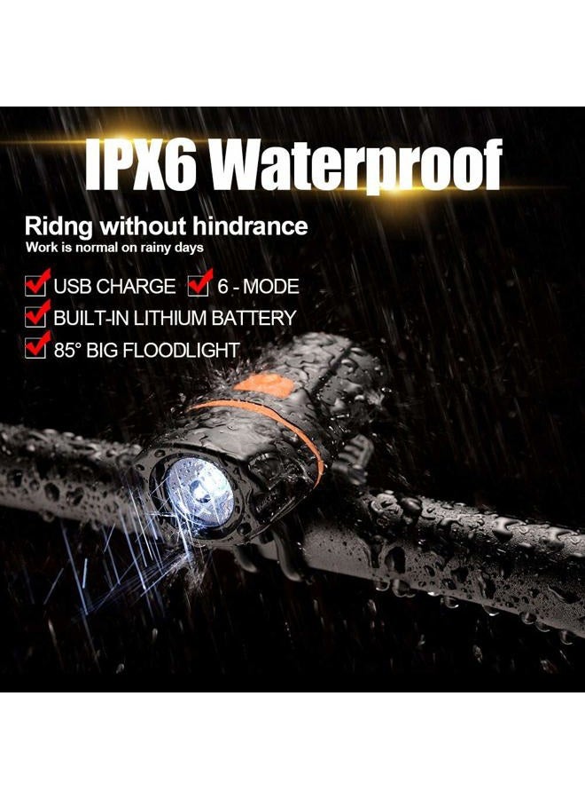 Wastou Bike Lights, Super Bright Bike Front Light 1200Lumen, IPX6 Waterproof 6 Modes Cycling Light Flashlight Torch with USB Rechargeable Tail Light(USB Cable Included) (Black) - Image 2